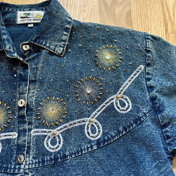 Vintage  Cotton Breeze Acid Wash 100% Cotton Jacket Coat Long Sleeve Shirt - Picture 3 of 10